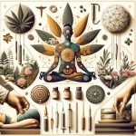 A high-quality graphic showcasing various alternative medicine practices including elegantly displayed herbal remedies, acupuncture in use, a chiropractic session, and the preparation of homeopathic remedies, highlighting the holistic healing nature of these therapies.