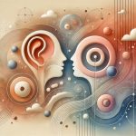 An abstract image featuring connected speech bubbles, ear and mouth symbols, and subtle human figures, symbolizing effective communication, active listening, and emotional intelligence.